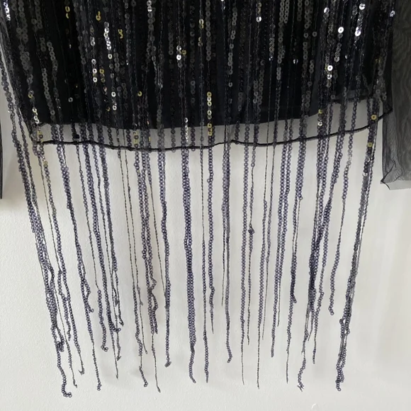 Pre-loved designer Luis Civit Women's Black Sequins Mesh Blouse UK Size 16 - Picture 11 of 17
